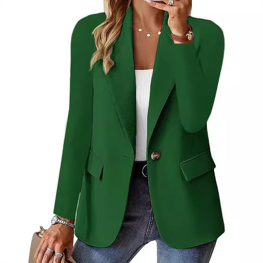 Fashion Casual Women Blazer Long-sleeved Solid Color Casual Cardigan