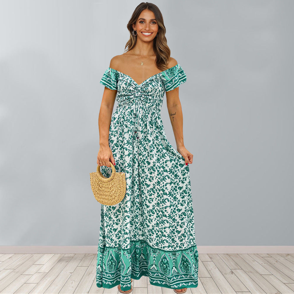 Floral Back Waist Waist A-line Dress