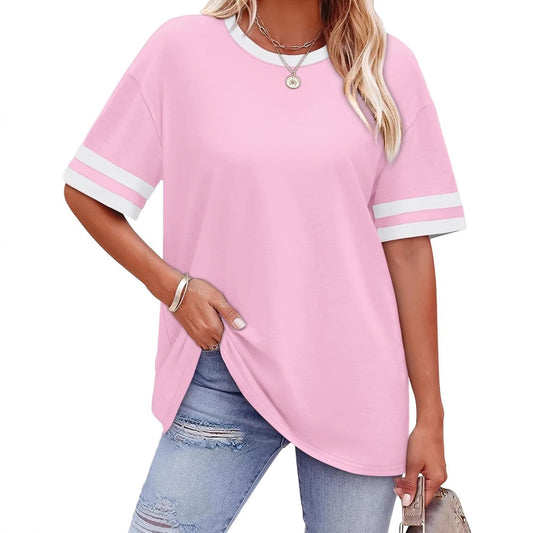 Casual Women's Striped Waist Plus Size T-shirt