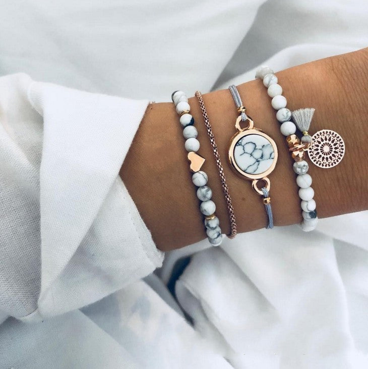Turquoise Tassel Round Stone Bracelet
