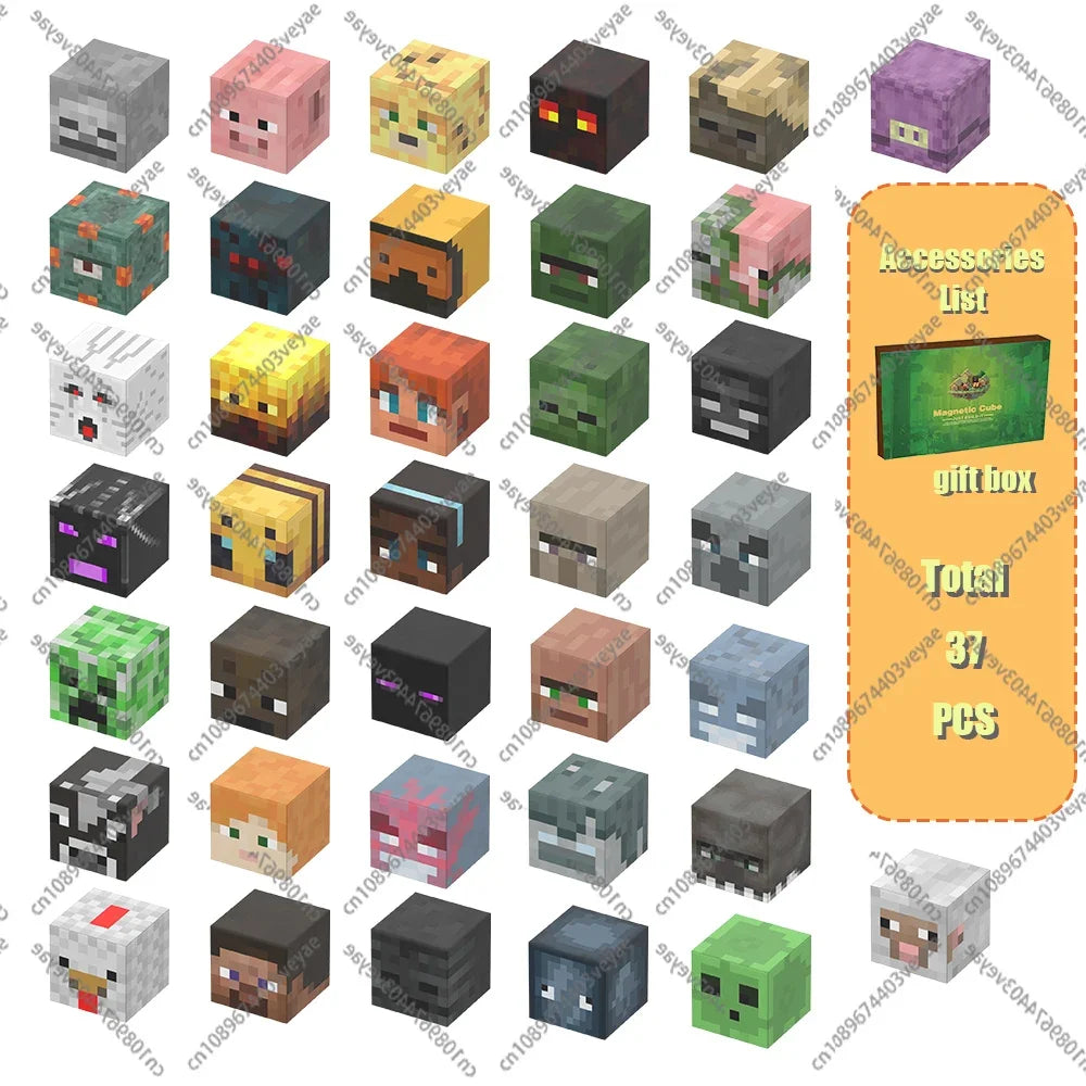 Magnetic Building Blocks Mine World Magnet Cube Set for Boy Girl Kid Age 3+ DIY Model