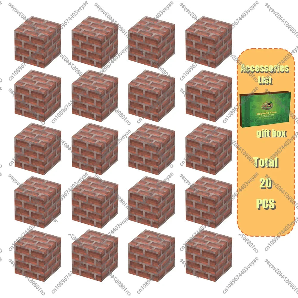 Magnetic Building Blocks Mine World Magnet Cube Set for Boy Girl Kid Age 3+ DIY Model