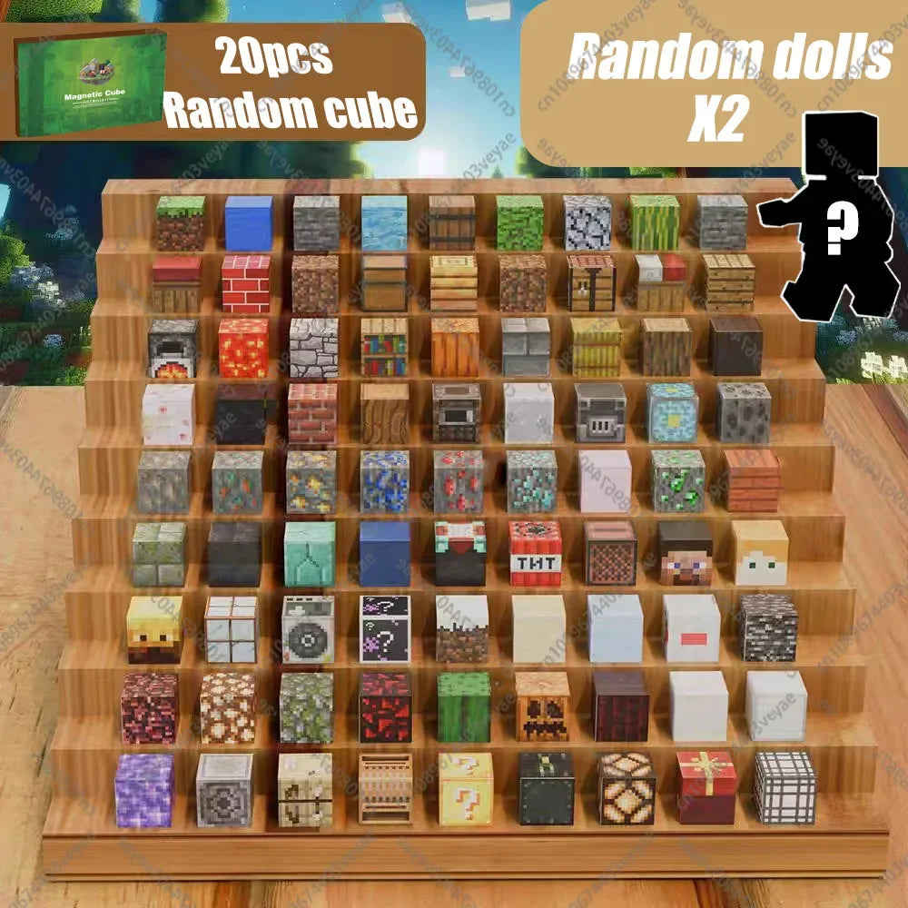 Magnetic Building Blocks Mine World Magnet Cube Set for Boy Girl Kid Age 3+ DIY Model