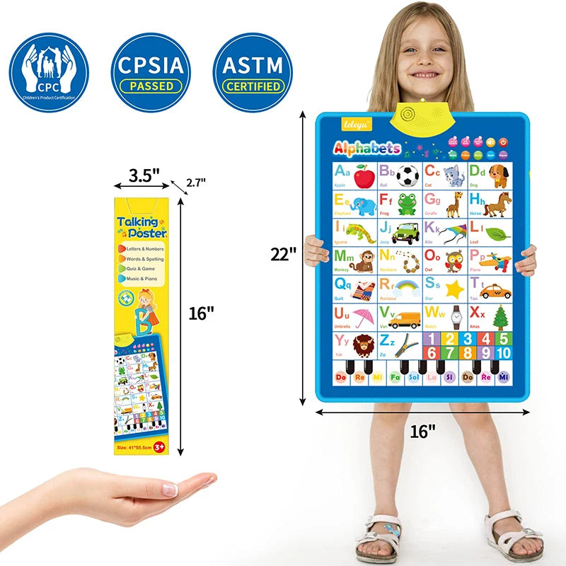 Electronic English Alphabet Wall Chart Talking ABC Letters 123s Music Poster