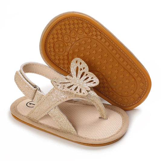 Cute Shiny PU Bow Baby Girl Shoes Summer Sandals with Soft Sole Anti-Slip Feature for Easy Walking