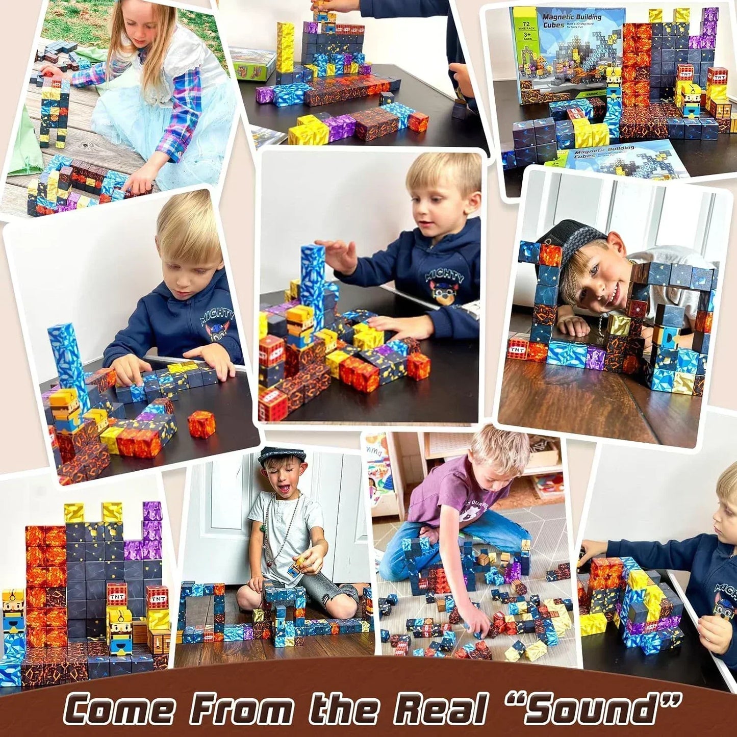 Magnetic Building Blocks Mine World Magnet Cube Set for Boy Girl Kid Age 3+ DIY Model