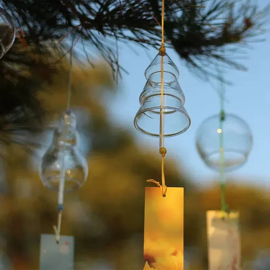 Japanese Style Wind Chimes Glass Decorative Wind Bell Garden Window Hanging Pendants