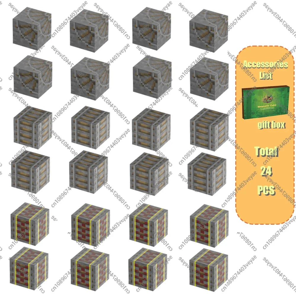 Magnetic Building Blocks Mine World Magnet Cube Set for Boy Girl Kid Age 3+ DIY Model