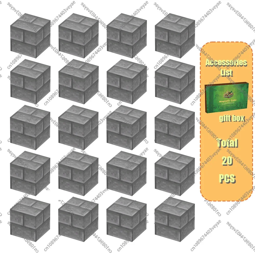 Magnetic Building Blocks Mine World Magnet Cube Set for Boy Girl Kid Age 3+ DIY Model