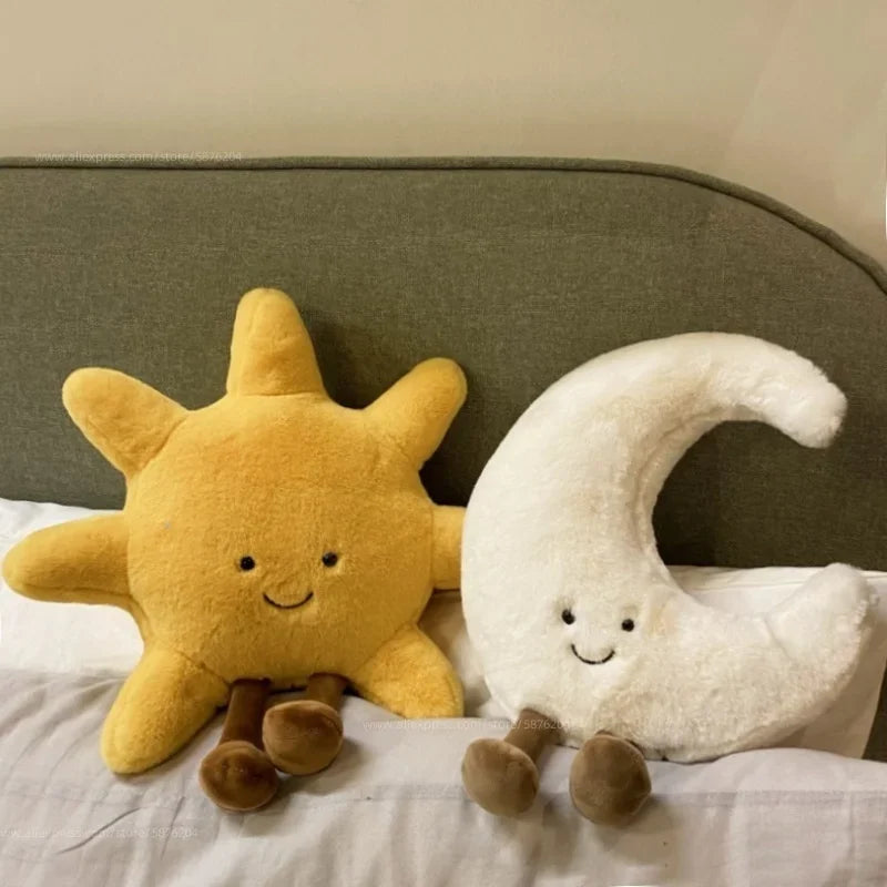 High Quality Smile Face Moon Yellow Sun Plushie Cushion Stuffed Cute Weather Plush Toy