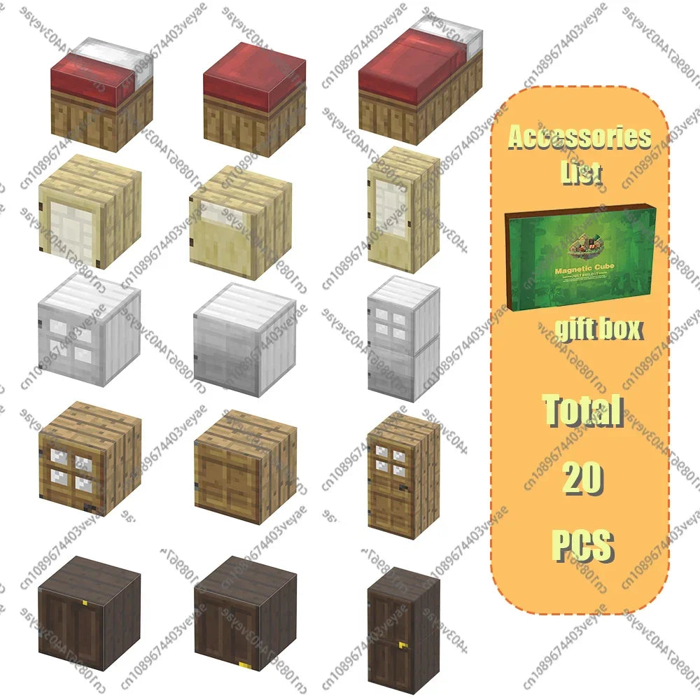 Magnetic Building Blocks Mine World Magnet Cube Set for Boy Girl Kid Age 3+ DIY Model