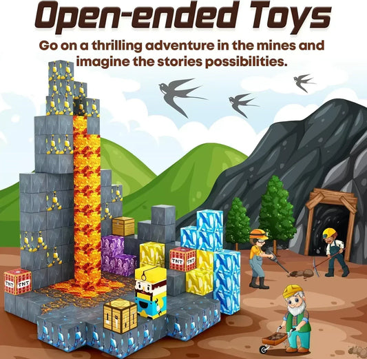 Magnetic Building Blocks Mine World Magnet Cube Set for Boy Girl Kid Age 3+ DIY Model