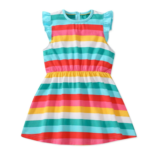 Kids Rainbow Striped Summer Dress