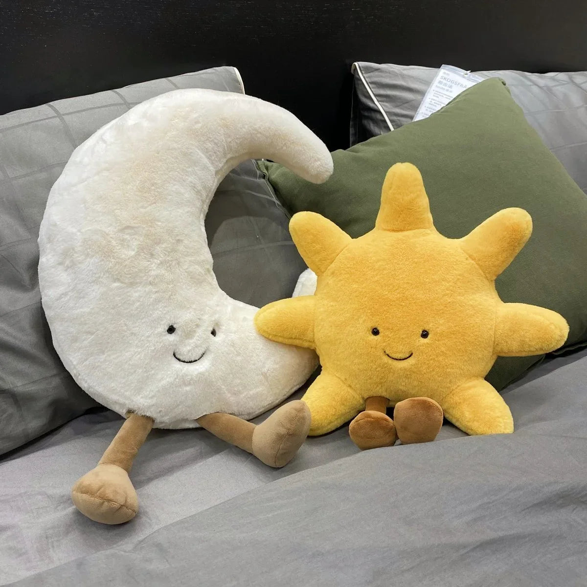 High Quality Smile Face Moon Yellow Sun Plushie Cushion Stuffed Cute Weather Plush Toy