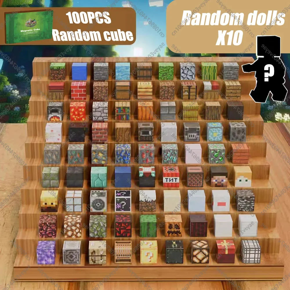 Magnetic Building Blocks Mine World Magnet Cube Set for Boy Girl Kid Age 3+ DIY Model