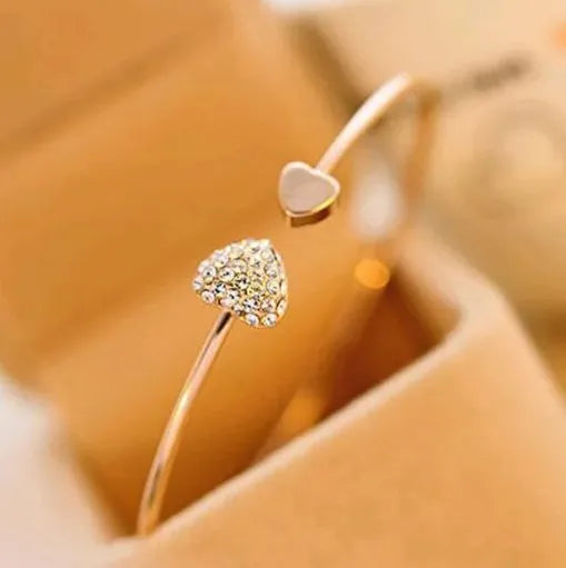 EN Fashion Red Shiny Charm Geometric Crystal Bracelet For Women Elegant Hollow Heart