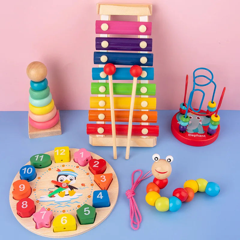Montessori Baby Toys Kids 3D Wooden Puzzles Early Learning Baby Games Toys