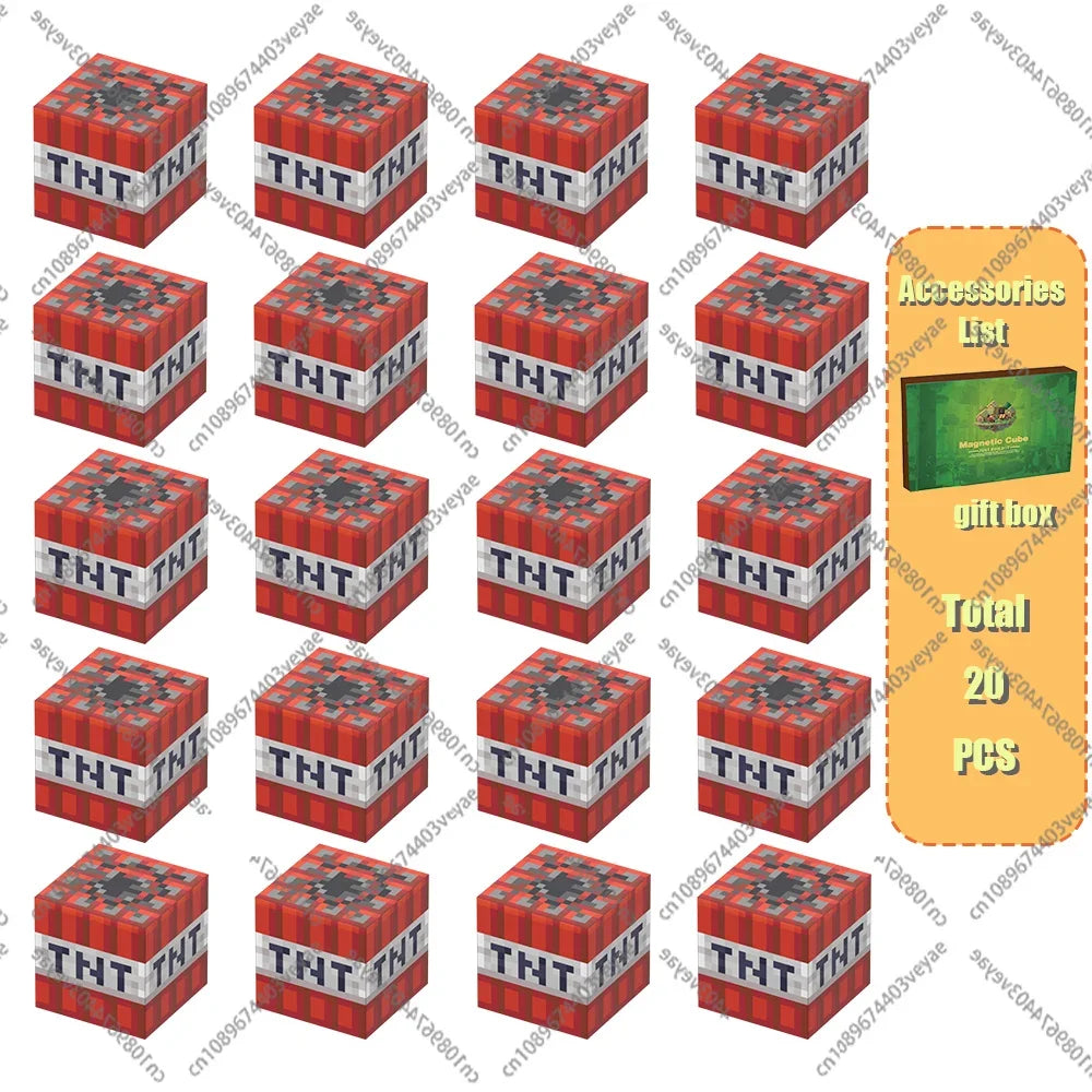 Magnetic Building Blocks Mine World Magnet Cube Set for Boy Girl Kid Age 3+ DIY Model