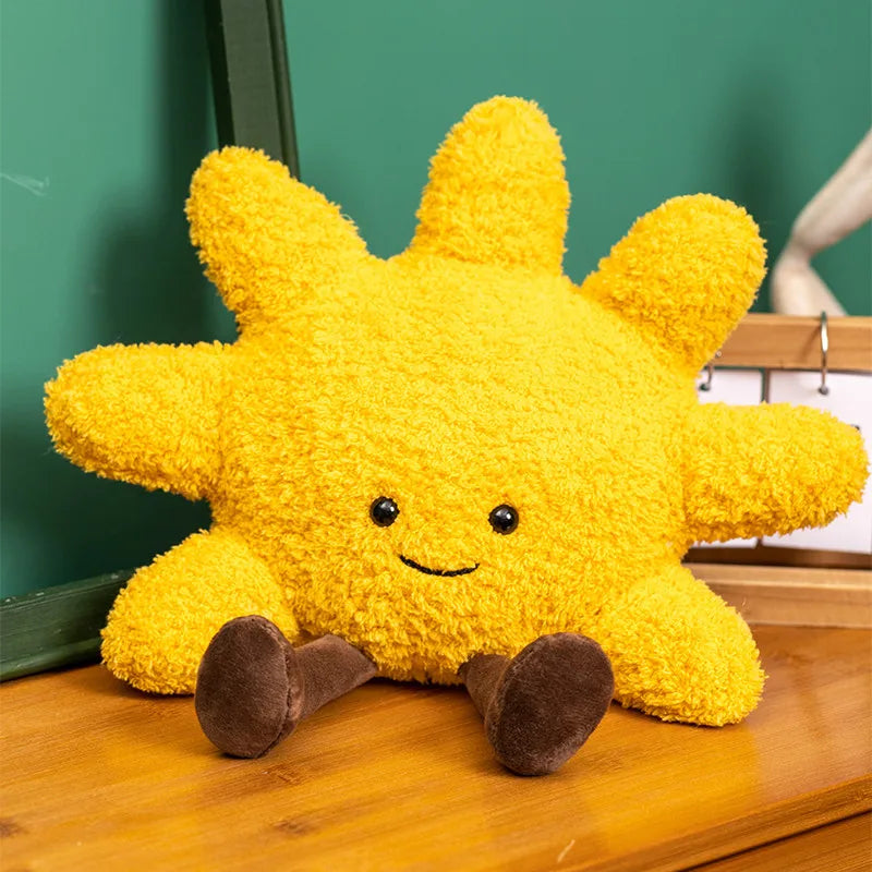 High Quality Smile Face Moon Yellow Sun Plushie Cushion Stuffed Cute Weather Plush Toy
