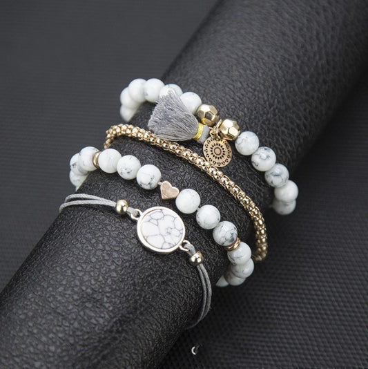 Turquoise Tassel Round Stone Bracelet