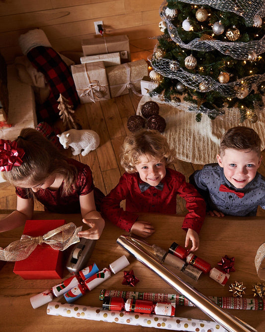 Printed Pine Chambray Shirt With Bow Tie Gray-1