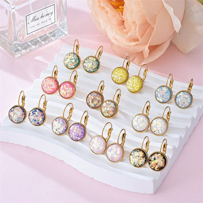New Sequin Rhinestone Earrings Fashion Stainless Steel Jewelry For Women