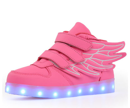 Children's wings light shoes usb charging colorful luminous