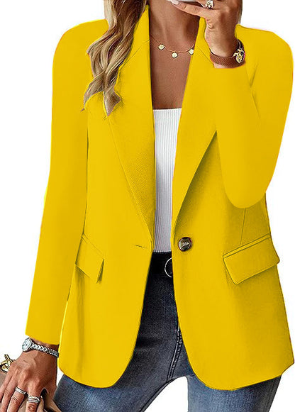 Fashion Casual Women Blazer Long-sleeved Solid Color Casual Cardigan