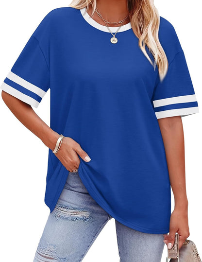 Casual Women's Striped Waist Plus Size T-shirt