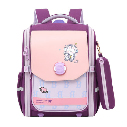One Piece Primary School Student Schoolbag Boys And Girls Burden Reduction Spine Protection