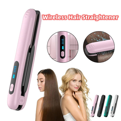 Wireless Hair Straightener Flat Iron Mini 2 IN 1 Roller USB 5000mAh Max 200 Degree Portable