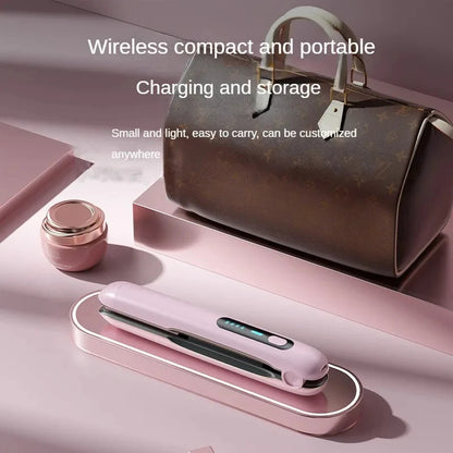 Wireless Hair Straightener Flat Iron Mini 2 IN 1 Roller USB 5000mAh Max 200 Degree Portable
