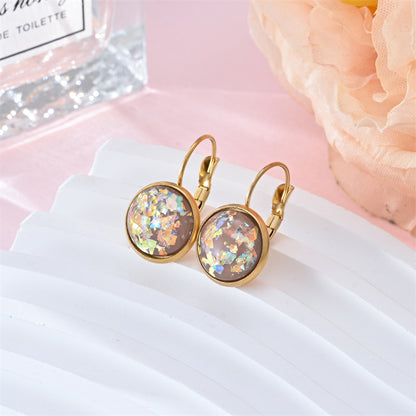 New Sequin Rhinestone Earrings Fashion Stainless Steel Jewelry For Women