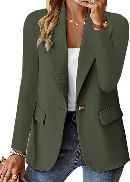 Fashion Casual Women Blazer Long-sleeved Solid Color Casual Cardigan