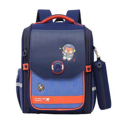 One Piece Primary School Student Schoolbag Boys And Girls Burden Reduction Spine Protection