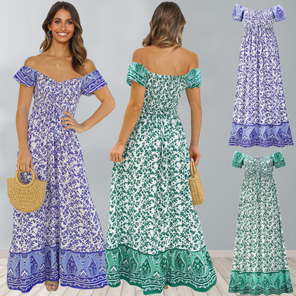 Floral Back Waist Waist A-line Dress