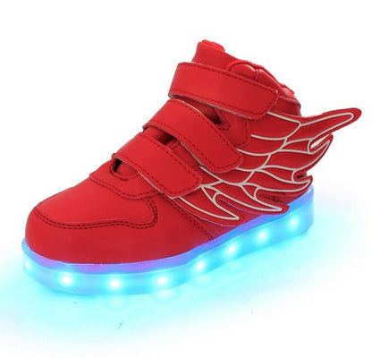Children's wings light shoes usb charging colorful luminous