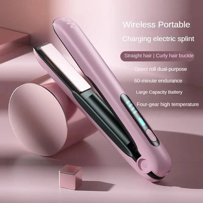Wireless Hair Straightener Flat Iron Mini 2 IN 1 Roller USB 5000mAh Max 200 Degree Portable