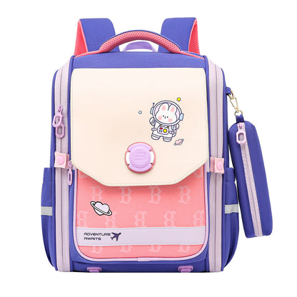 One Piece Primary School Student Schoolbag Boys And Girls Burden Reduction Spine Protection