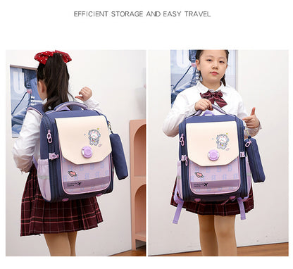One Piece Primary School Student Schoolbag Boys And Girls Burden Reduction Spine Protection