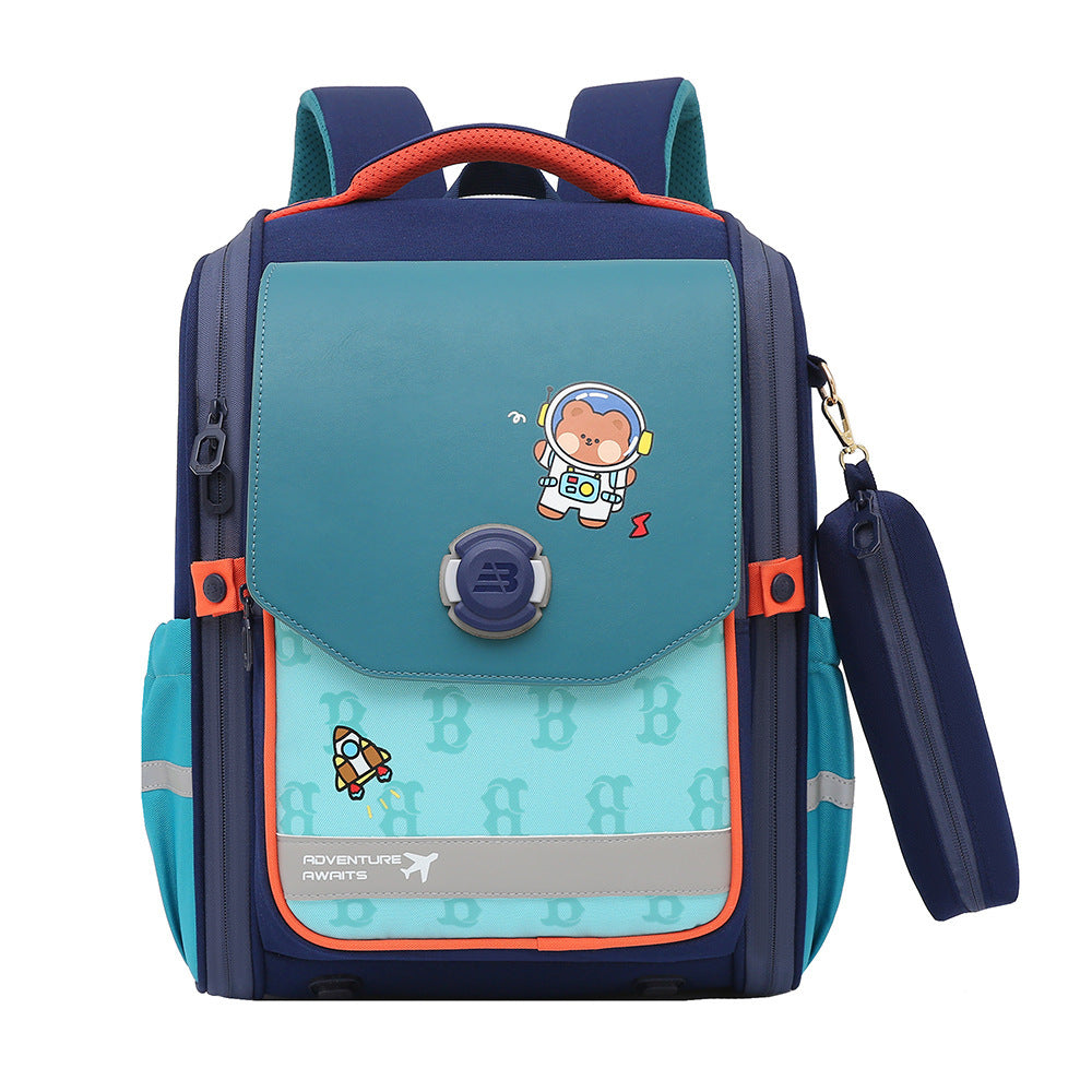 One Piece Primary School Student Schoolbag Boys And Girls Burden Reduction Spine Protection