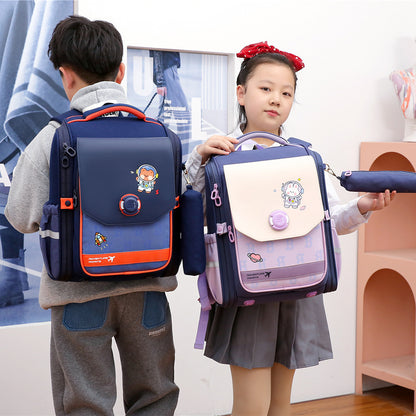One Piece Primary School Student Schoolbag Boys And Girls Burden Reduction Spine Protection