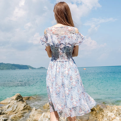 Lotus Leaf Sleeve Printed A-line Dress