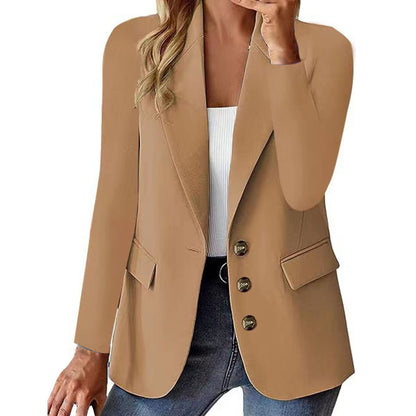 Fashion Casual Women Blazer Long-sleeved Solid Color Casual Cardigan