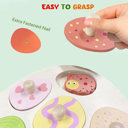 Wooden Eggs Puzzle Montessori Toys Flower Insect Peg Puzzle Matching Games Fine Motor