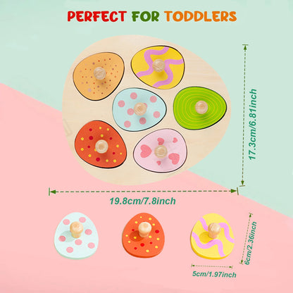 Wooden Eggs Puzzle Montessori Toys Flower Insect Peg Puzzle Matching Games Fine Motor