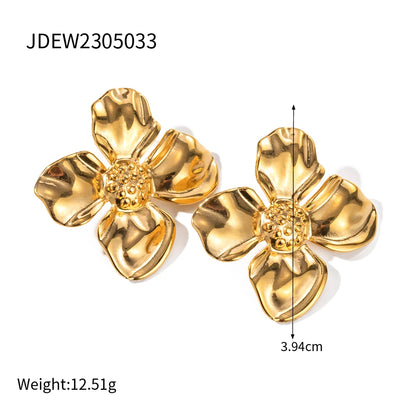 Uworld Trendy 18k Gold Color Plated Stainless Steel Statement Earrings Waterproof Fashion