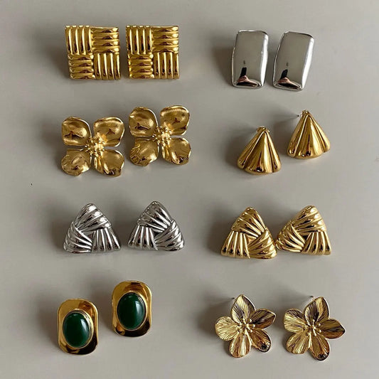 Uworld Trendy 18k Gold Color Plated Stainless Steel Statement Earrings Waterproof Fashion