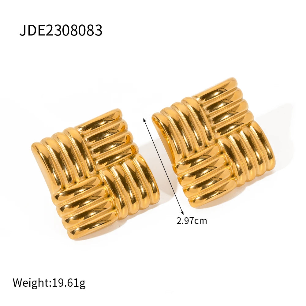 Uworld Trendy 18k Gold Color Plated Stainless Steel Statement Earrings Waterproof Fashion