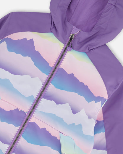 3-In-1 Mid-Season Outerwear Set With Printed Jacket Mauve And Blue, Pink Mountain-3